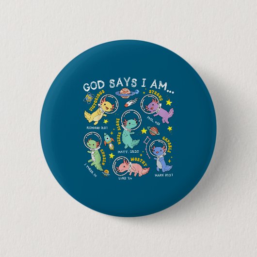 Kids Gott sagt bin im Weltraum Button (Vorderseite)