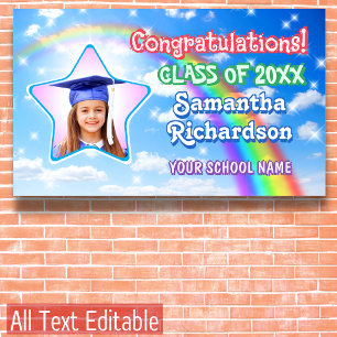 Kids Graduate Rainbow Sky Star Foto Abschluss Banner