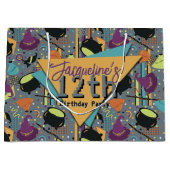 Kids Gray Retro Witchy Halloween Geburtstag Große Geschenktüte (Vorderseite)