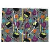 Kids Gray Retro Witchy Halloween Geburtstag Große Geschenktüte (Rückseite)