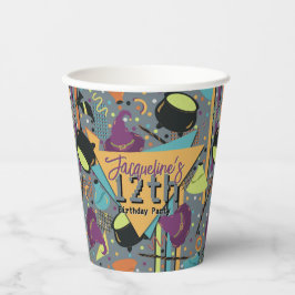 Kids Gray Retro Witchy Halloween Geburtstag Pappbecher