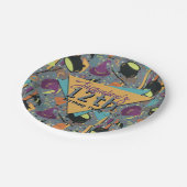 Kids Gray Retro Witchy Halloween Geburtstag Pappteller (Schrägansicht)