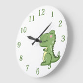 Kids Green Dinosaurier Große Wanduhr (Winkel)