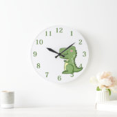 Kids Green Dinosaurier Große Wanduhr (Zuhause)