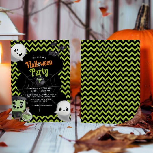 Kids Green Halloween-Party Einladung