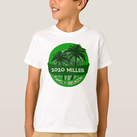 Kids Green Palme individuelle Name Wiedersehen-Shi T-Shirt (Vorderseite)