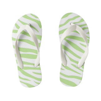 Kids Green Zebra Print Dreh Flop Kinderbadesandalen