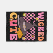 Kids Groovy Wicked Niedlich HexenHalloween Kostüm  Fleecedecke (Vorderseite (Horizontal))