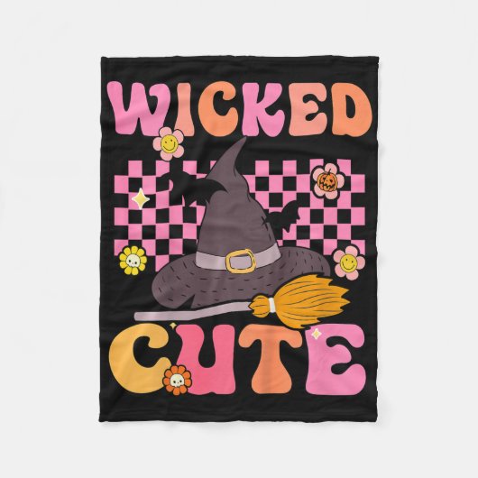 Kids Groovy Wicked Niedlich HexenHalloween Kostüm  Fleecedecke (Vorderseite)