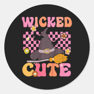 Kids Groovy Wicked Niedlich HexenHalloween Kostüm Runder Aufkleber