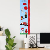 Kids Growth Chart Fire Truck Poster (Heimbüro)