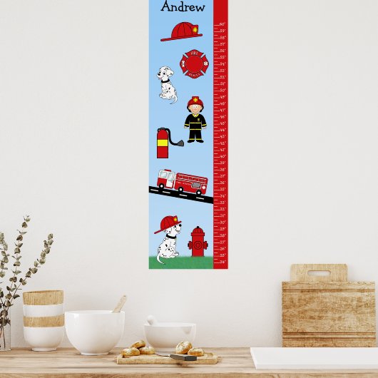 Kids Growth Chart Fire Truck Poster (Küche)