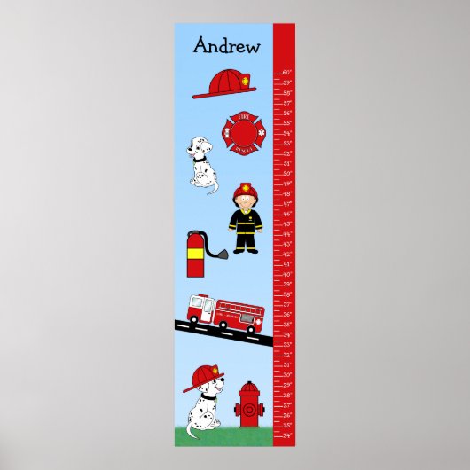 Kids Growth Chart Fire Truck Poster (Vorne)