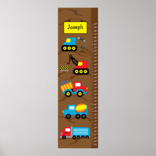 Kids Growth Construction Trucks Poster