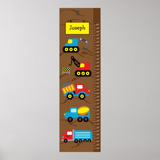 Kids Growth Construction Trucks Poster (Vorne)