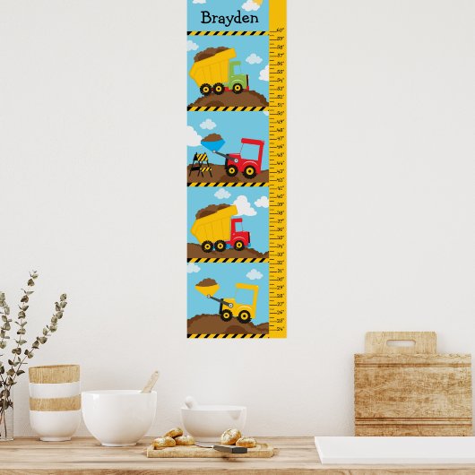 Kids Growth Construction Trucks Poster (Küche)