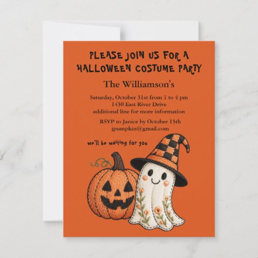 Kids Halloween Budget Pumpkin Ghost Costume Party Einladung (Vorderseite)