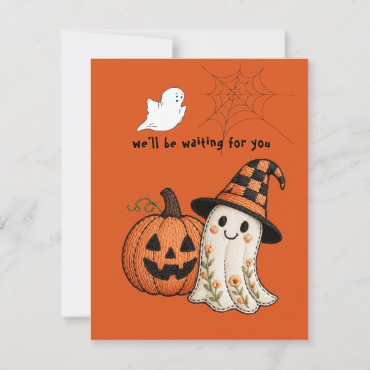 Kids Halloween Budget Pumpkin Ghost Costume Party Einladung (Rückseite)