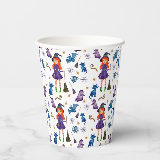 Kids Halloween Hexen Papiertasse Pappbecher (Rückseite)