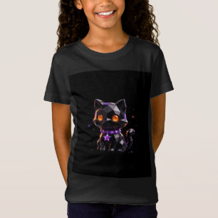 Kids Halloween Kristall Schwarz Katze T-Shirt