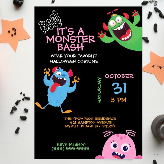 Kids Halloween Monster Mash Bash Party Einladung