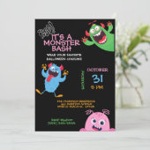 Kids Halloween Monster Mash Bash Party Einladung (Stehend Vorderseite)