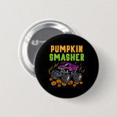 Kids Halloween Monster Truck Pumpkin Smasher Boys Button (Vorne & Hinten)