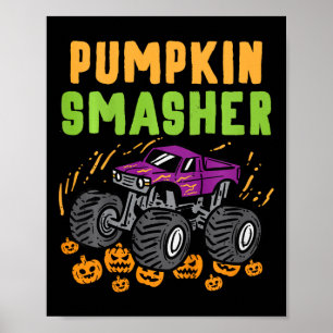 Kids Halloween Monster Truck Pumpkin Smasher Boys Poster