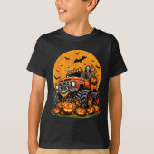 Kids Halloween Monster Truck Skeleton Pumpkin Boys T-Shirt (Vorderseite)