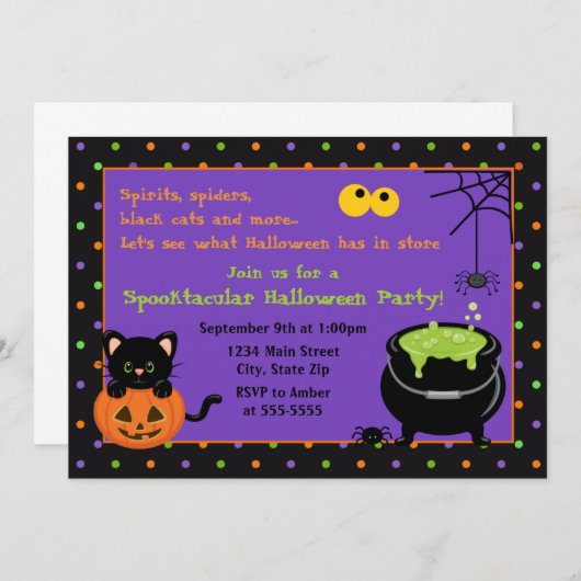 Kid's Halloween-Party Einladung (Vorne/Hinten)