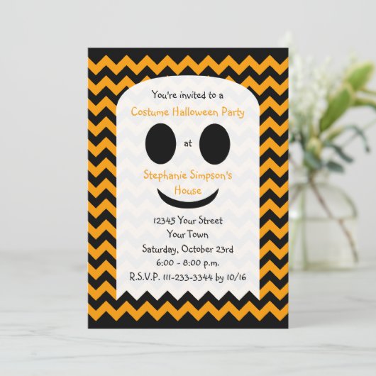 Kids Halloween-Party Einladung Halloween Geist (Stehend Vorderseite)