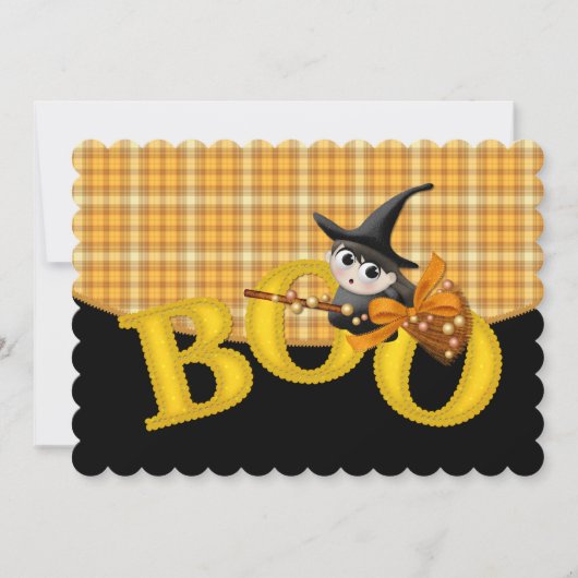 Kid's Halloween-Party Einladung Little Boo Witch (Vorderseite)