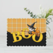 Kid's Halloween-Party Einladung Little Boo Witch (Stehend Vorderseite)