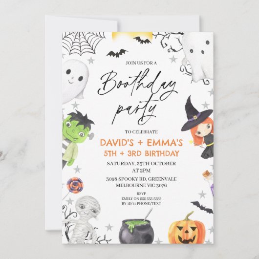 Kids Halloween Party Join Birthday Einladung (Vorderseite)