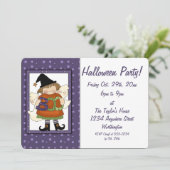 Kid's Halloween-Party laden Kleine Boo Hexe 2 ein Einladung (Stehend Vorderseite)