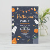 Kids Halloween-Party Pumpkins Gespenster Bats Einladung (Stehend Vorderseite)