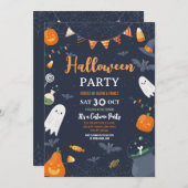 Kids Halloween-Party Pumpkins Gespenster Bats Einladung (Vorne/Hinten)