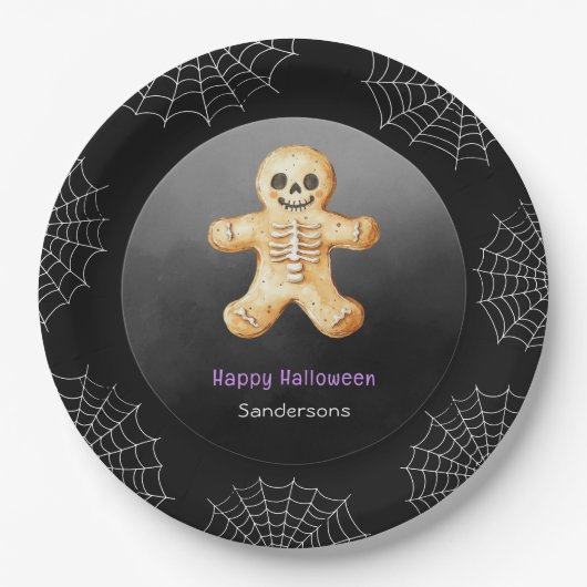 Kids Halloween-Party Skeletts Black Paper Pappteller (Vorderseite)