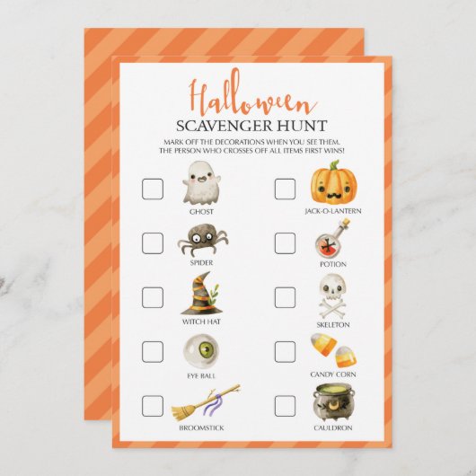 Kids Halloween Scavenger Jagd Spielkarten (Vorne/Hinten)