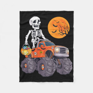 Kids Halloween Skeleton Reiten Monster LKW Spaß T Fleecedecke