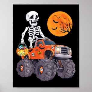 Kids Halloween Skeleton Reiten Monster LKW Spaß T Poster