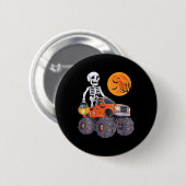 Kids Halloween Skelett Reiten Monster Truck Funny Button (Vorne & Hinten)