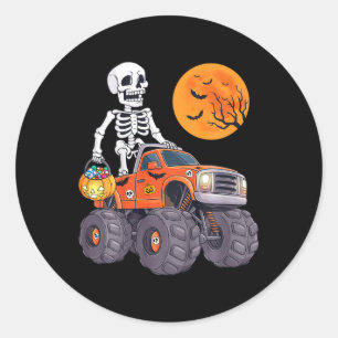 Kids Halloween Skelett Reiten Monster Truck Funny Runder Aufkleber