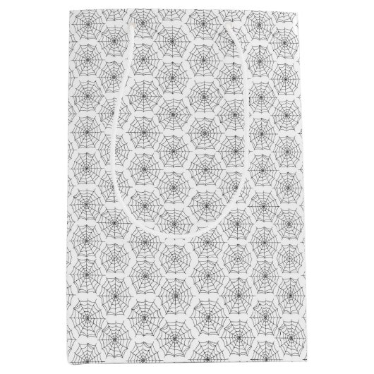 Kids Halloween Spooky Spider Webs Schwarz-weiß Mittlere Geschenktüte (Vorderseite)