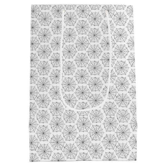 Kids Halloween Spooky Spider Webs Schwarz-weiß Mittlere Geschenktüte (Rückseite)