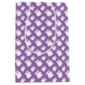 Kids Halloween Spooky White Ghosts auf Lila Mittlere Geschenktüte (Vorderseite)