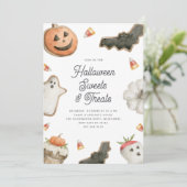 Kids Halloween Süßigkeiten & Leckereien Party Einladung (Stehend Vorderseite)