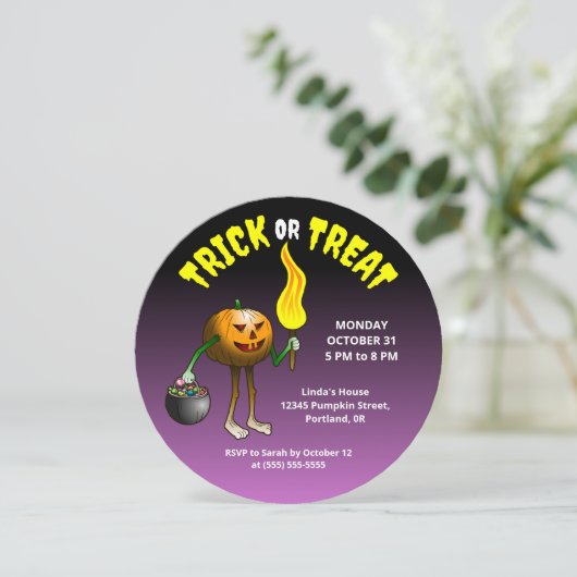 Kids Halloween Trick oder Treat Party Einladung (Stehend Vorderseite)