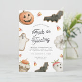 Kids Halloween Trick oder Treatment Party Einladung (Stehend Vorderseite)