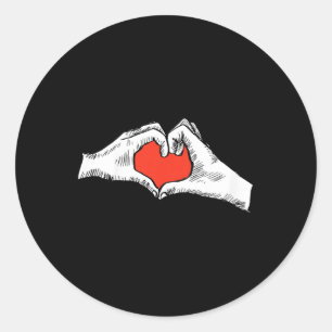 Kids Hand Herz Valentinstag Niedliche Liebe Sign L Runder Aufkleber